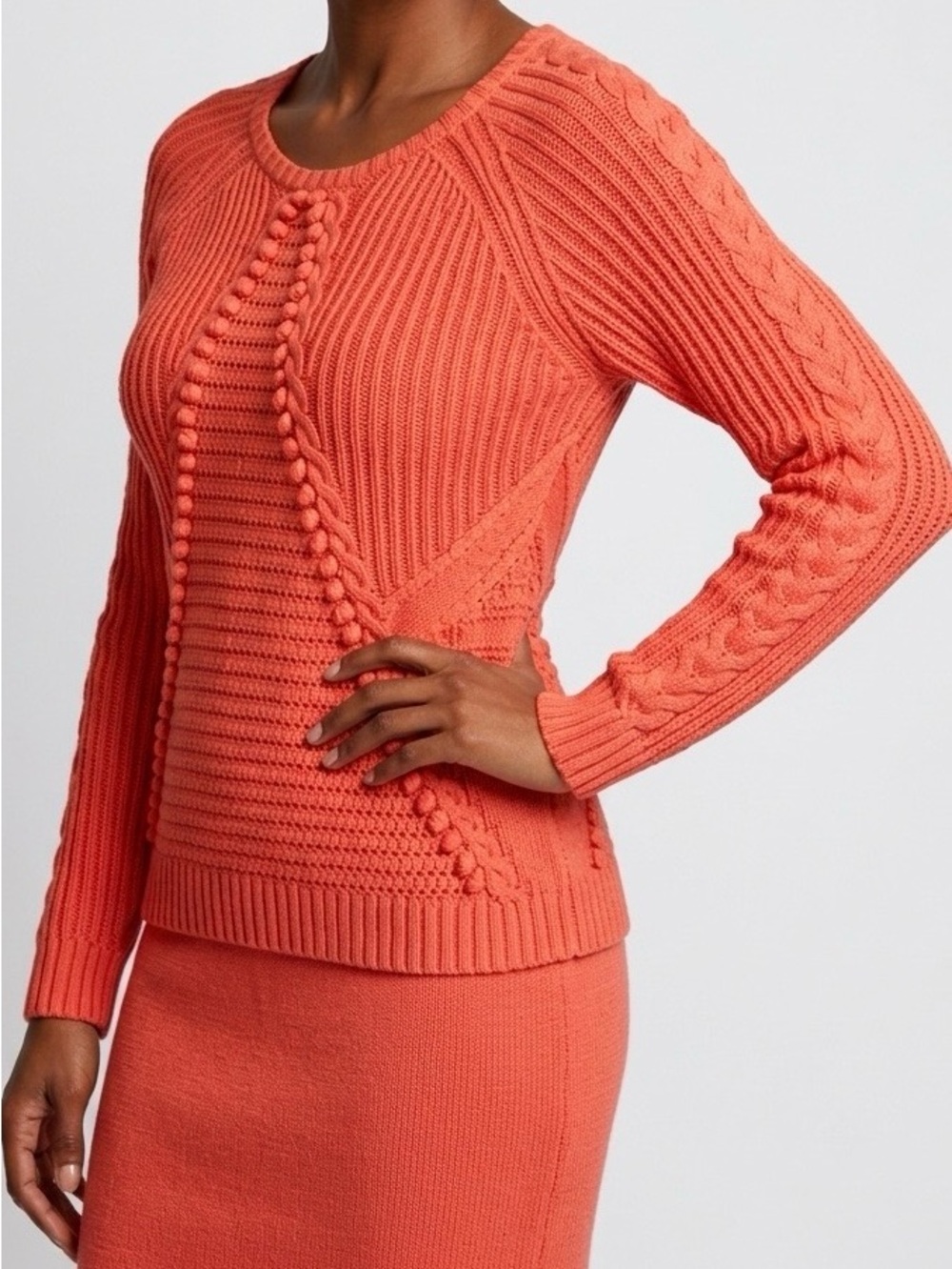 Ruby Rd. Coral Cable Bobble Crew Sweater